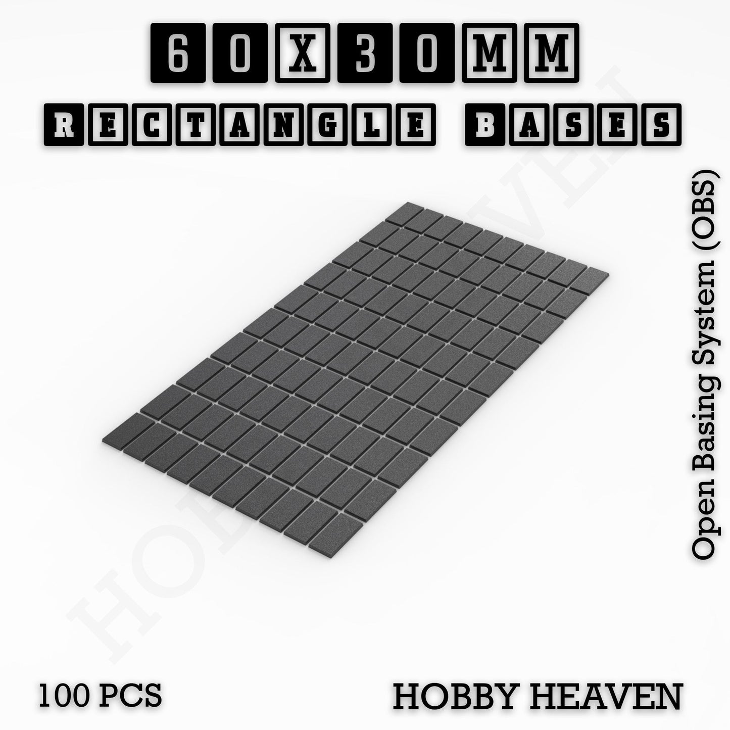 Rectangle Bases Range Sizes - 75x30mm to 125x40mm Medium Sizes 3d Print Full Range Tabletop Games
