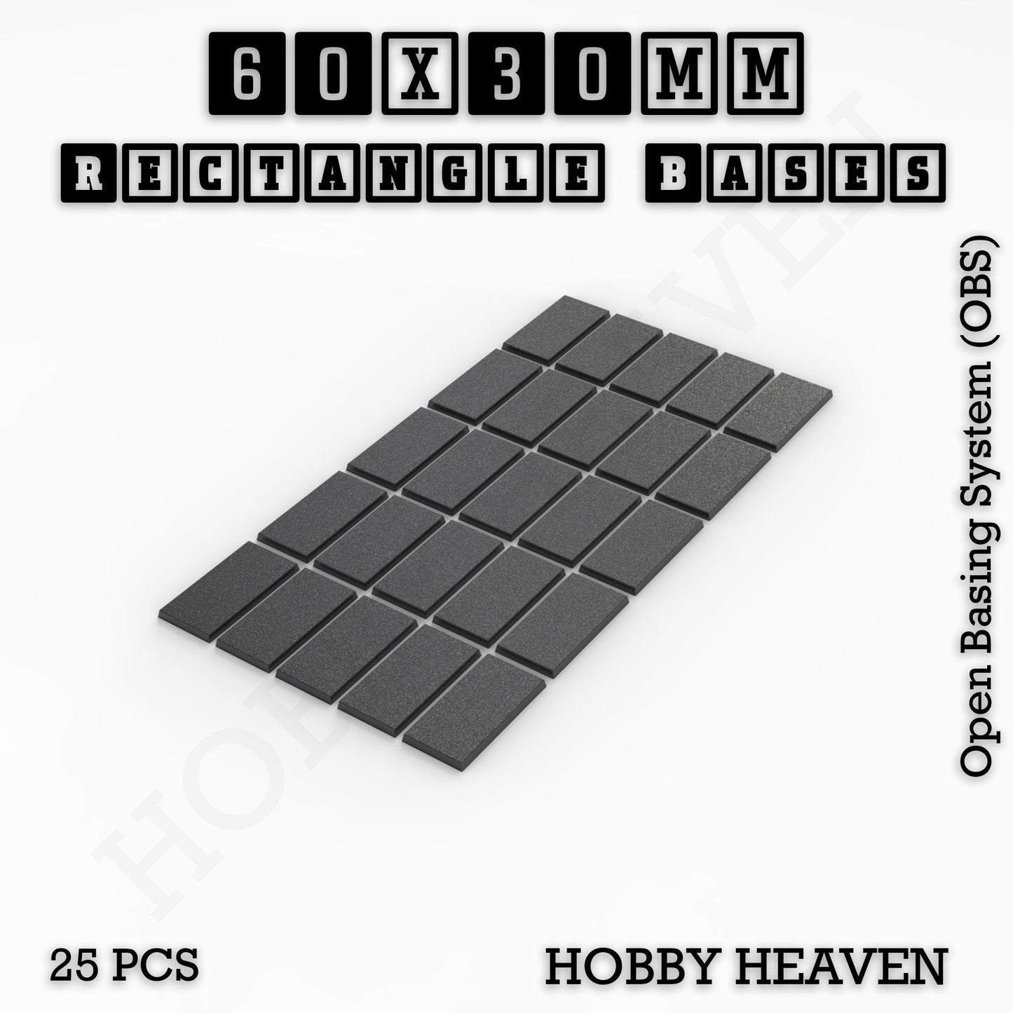 Rectangle Bases Range Sizes - 20x15mm to 75x25mm Small Sizes 3d Print Full Range Tabletop Games