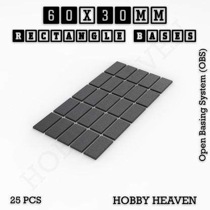 Rectangle Bases Range Sizes - 20x15mm to 75x25mm Small Sizes 3d Print Full Range Tabletop Games