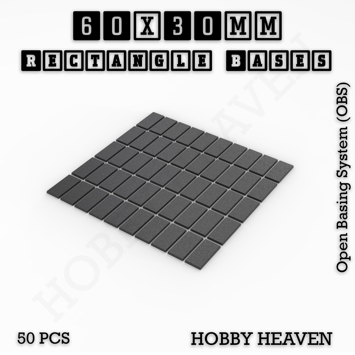 Rectangle Bases Range Sizes - 20x15mm to 75x25mm Small Sizes 3d Print Full Range Tabletop Games
