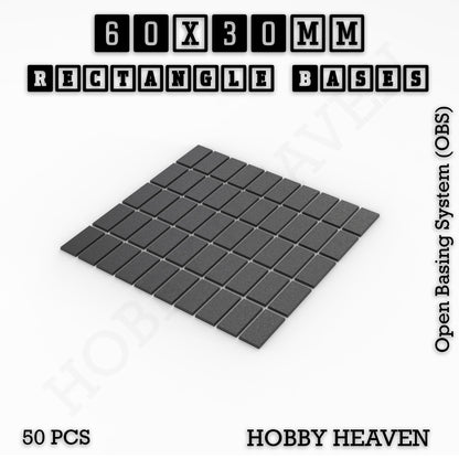 Rectangle Bases Range Sizes - 20x15mm to 75x25mm Small Sizes 3d Print Full Range Tabletop Games