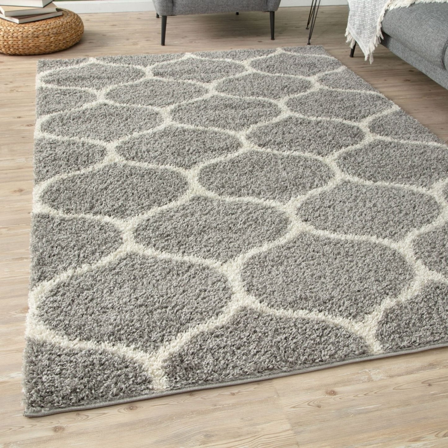 Moroccan Grey Shaggy Rug | 610