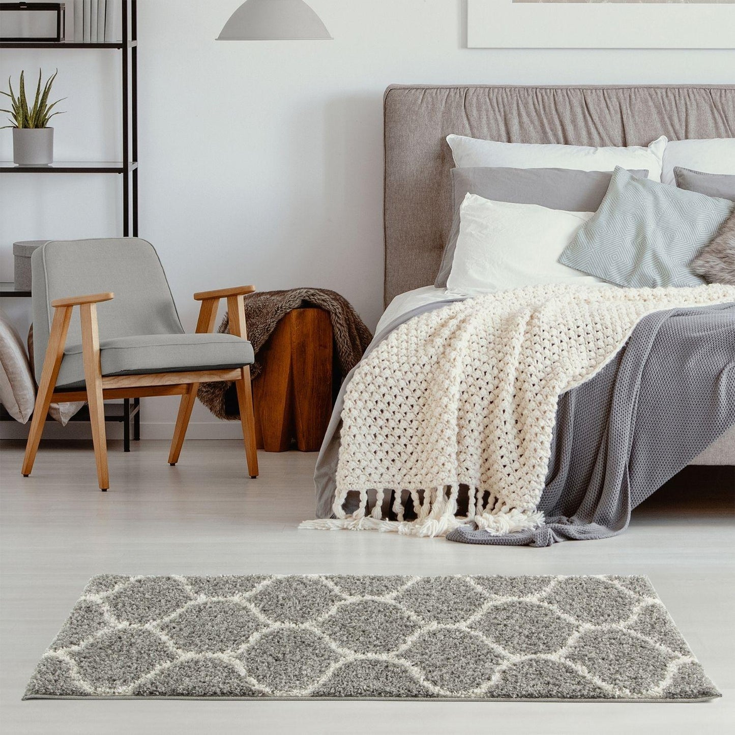 Moroccan Grey Shaggy Rug | 610