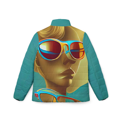 Retro Cool Blue - Womens Puffer Jacket