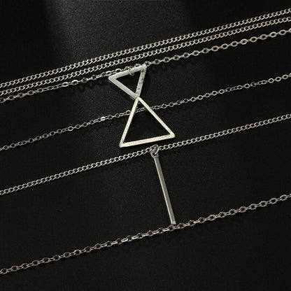 Triangle Bar Pendant Multilayer Necklace