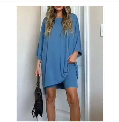 Summer Shorts Suit Fashion Loose Short-sleeved T-shirt And Slim Tight Pants Women's Clothing