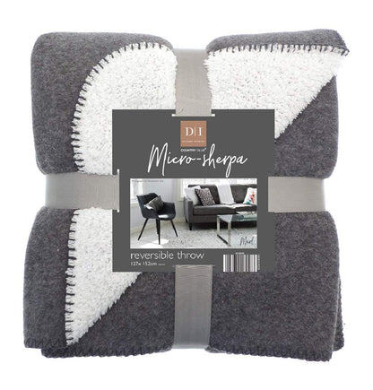 Country Club Plain Grey Marl Microsherpa Fleece Reversible Bed/Sofa Throw 120cmx150cm