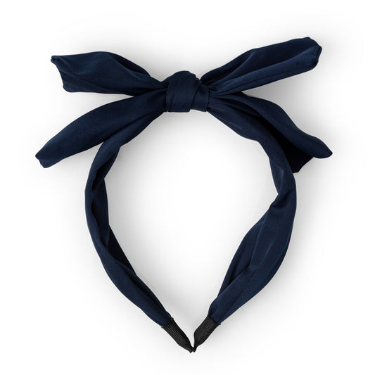 Rawr Satin Bow Headband - Navy