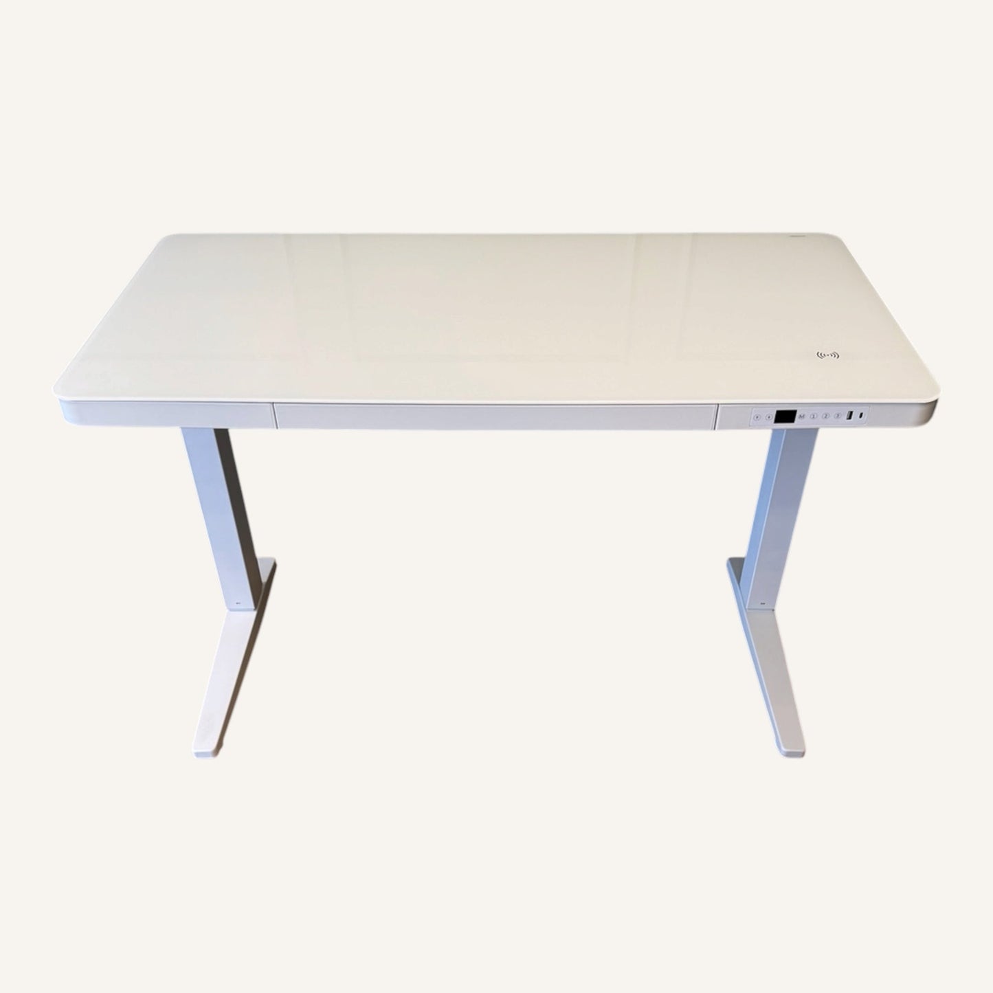 E-Max Electric Height Adjustable Desk White (Glass Top) – Purus Life