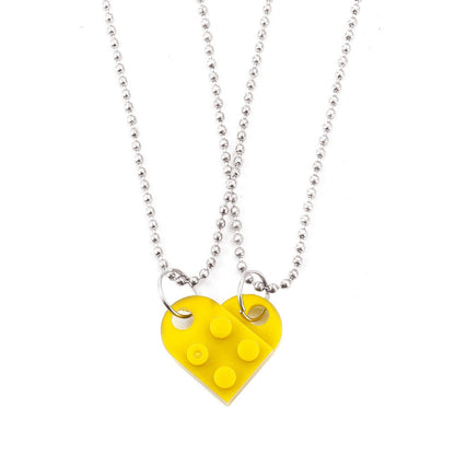 Brick Gift Heart Necklace, 2pcs Set