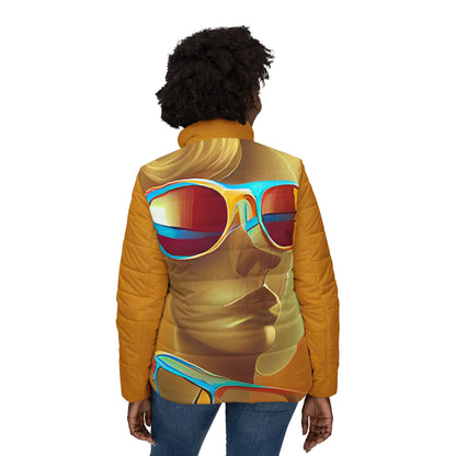 Retro Cool Orange - Womens Puffer Jacket