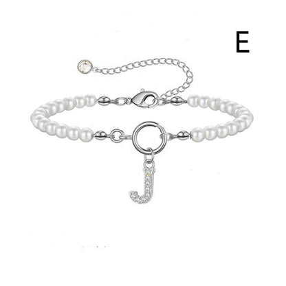 A-Z Letter Pendant Pearl Bracelet