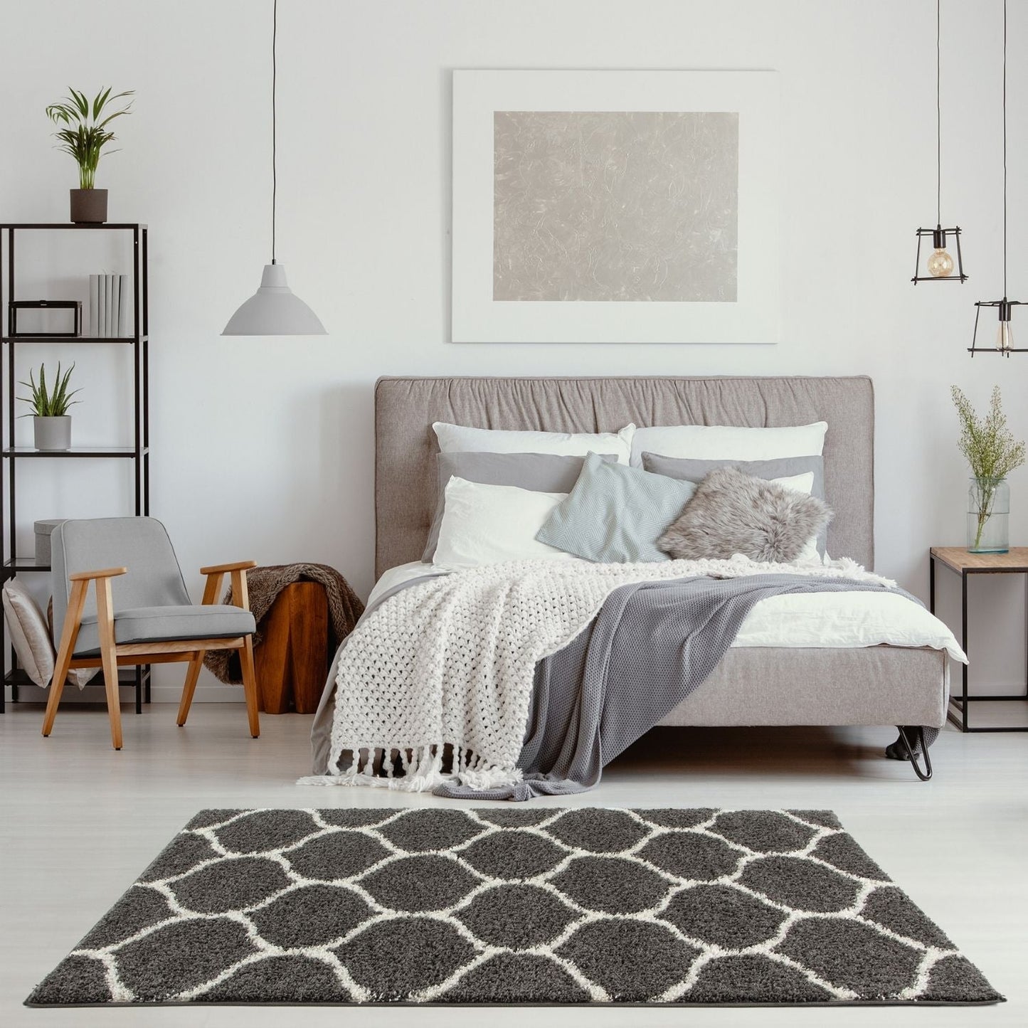 Moroccan Dark Grey Shaggy Rug | 640