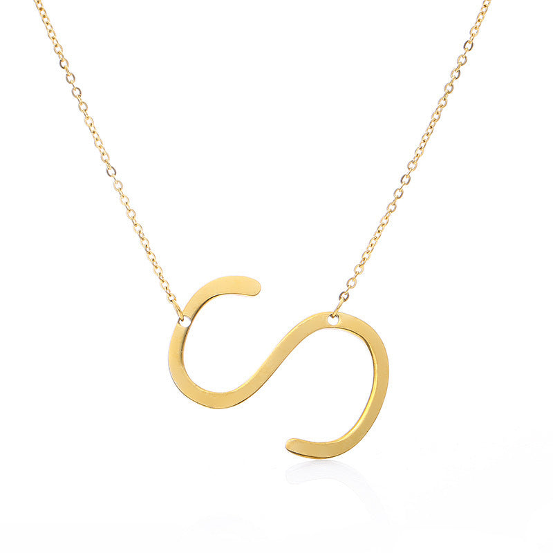 Big Initial Letter Pendant Necklace, Gold Silver, and Rose Gold
