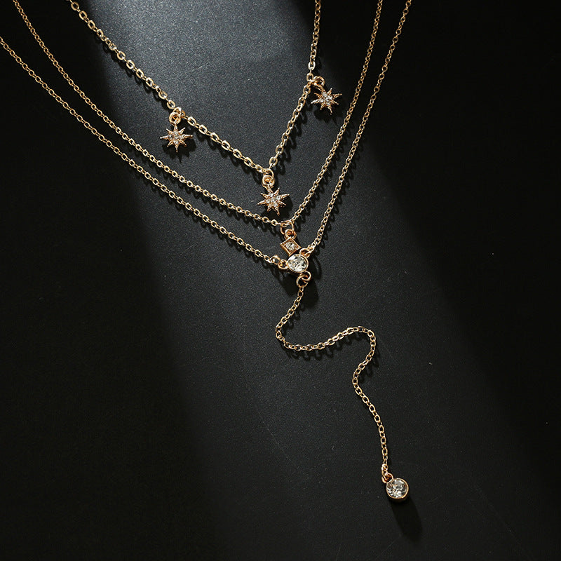 Moon and Star Multilayer Necklace Set