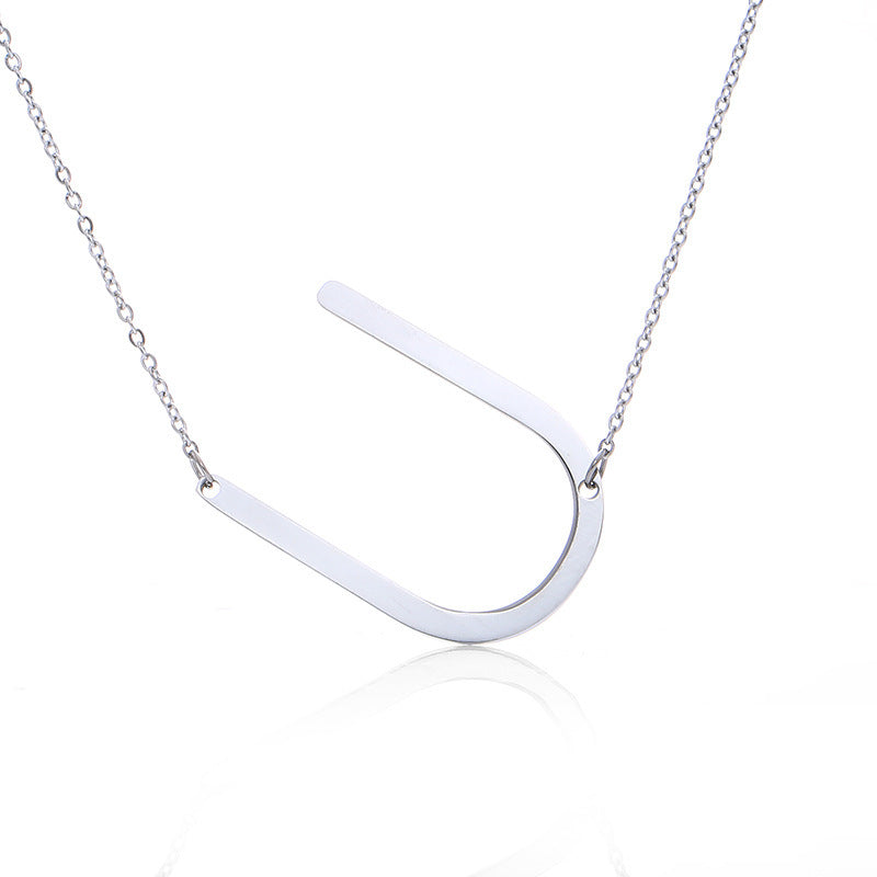 Big Initial Letter Pendant Necklace, Gold Silver, and Rose Gold