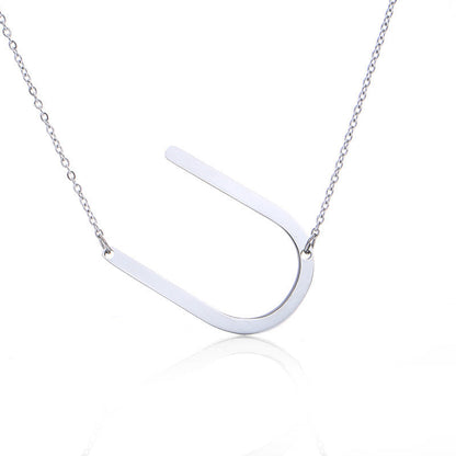 Big Initial Letter Pendant Necklace, Gold Silver, and Rose Gold