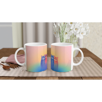 ☕ Delicate & Dreamy Cat Lovers Mug – 11oz Ceramic White Mug 🐾