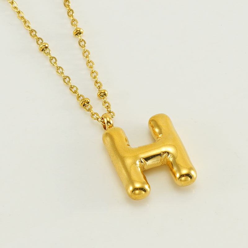 Bubble Letter Pendant Necklace A-Z