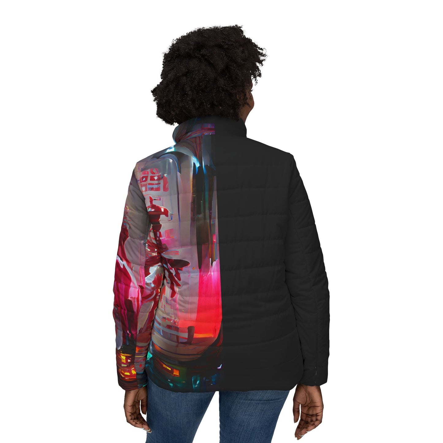 Half Black Half Báijiǔ - Womens Puffer Jacket