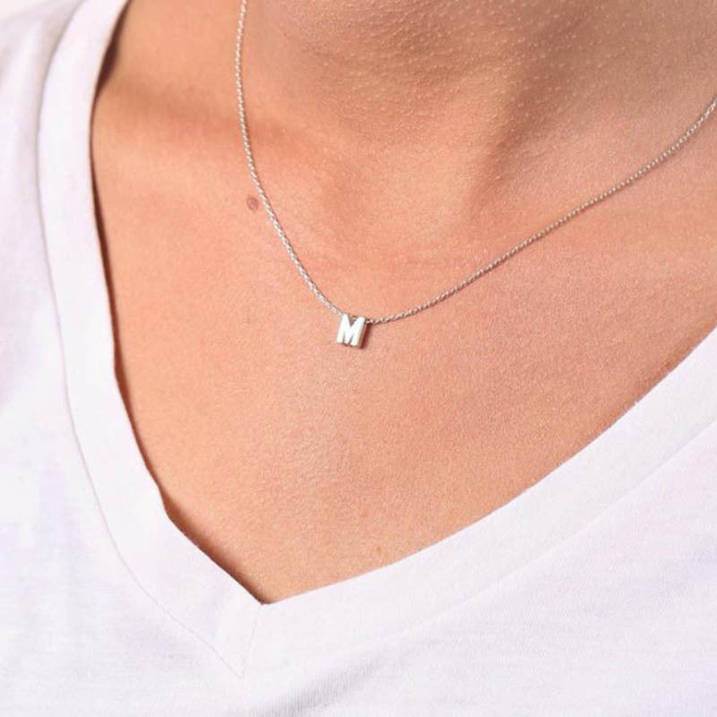 Tiny Initial Necklace, Gold & Silver