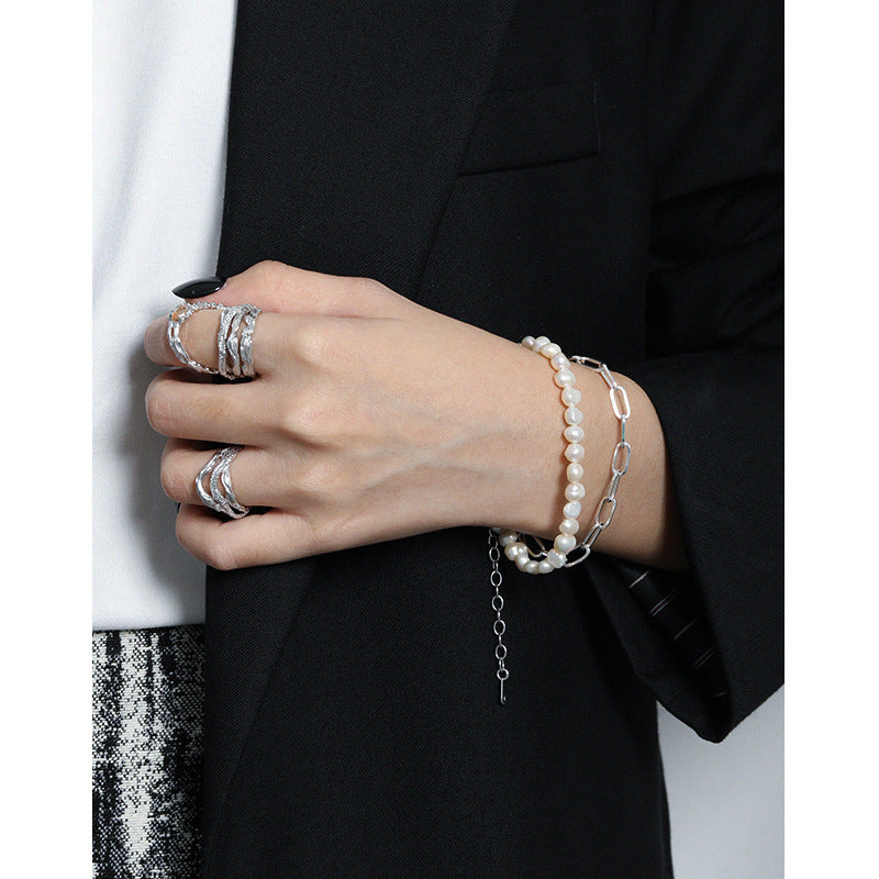 Women Irregular Natural Pearls Bracelet - Palladium-Plated Silver Pearl Bracelet for women - Perfect Pearl Bracelet with Gift Wrapping Included