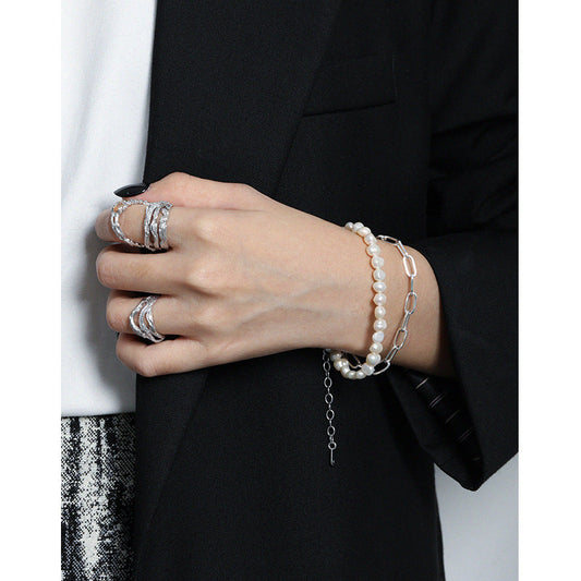 Women Irregular Natural Pearls Bracelet - Palladium-Plated Silver Pearl Bracelet for women - Perfect Pearl Bracelet with Gift Wrapping Included