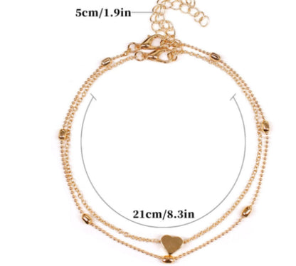 Double-Layered Heart Anklet