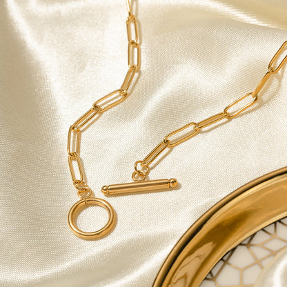 Gold Geometric Stainless Steel OT Chain Necklace