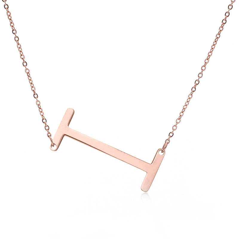 Big Initial Letter Pendant Necklace, Gold Silver, and Rose Gold