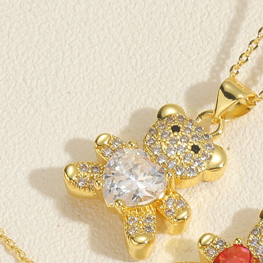 Bear Love Zircon Gem Necklace