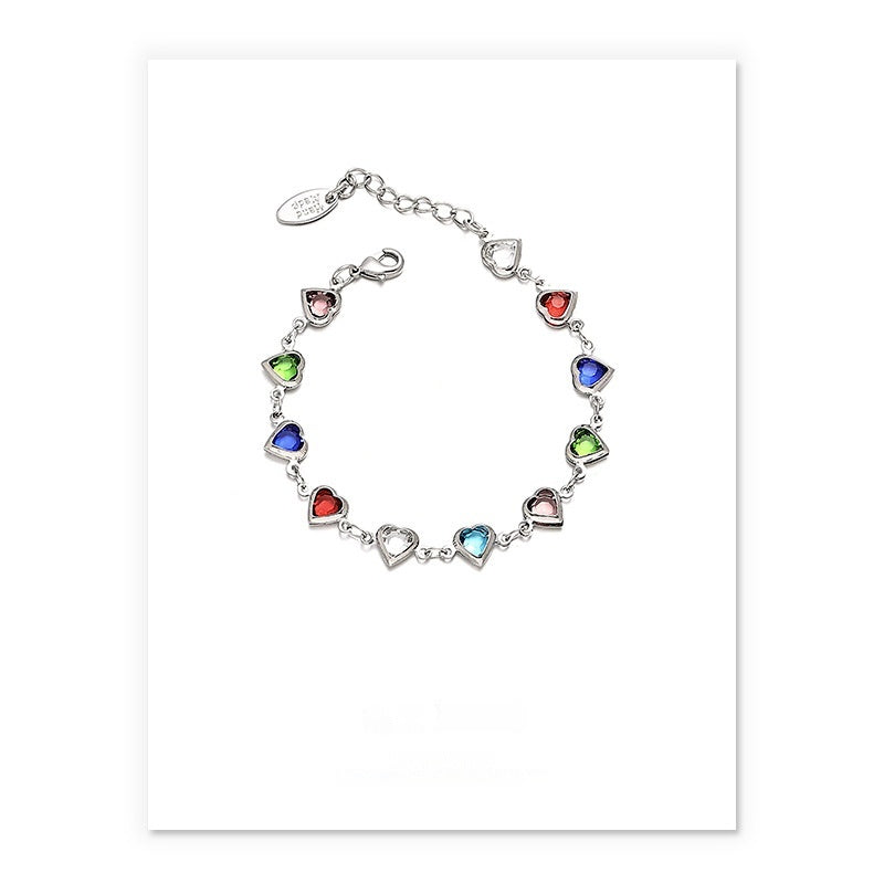 Gold & White Gold Candy Glass Heart Necklace & Bracelet Set