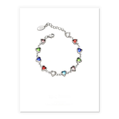 Gold & White Gold Candy Glass Heart Necklace & Bracelet Set