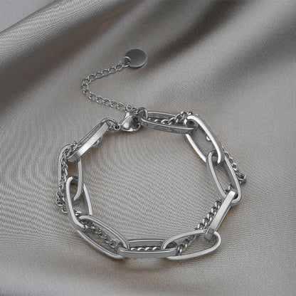 Double Chain Bracelet with Circle Pendant