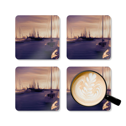 The Sleeping Yachts (at Sunset) - Coaster Set