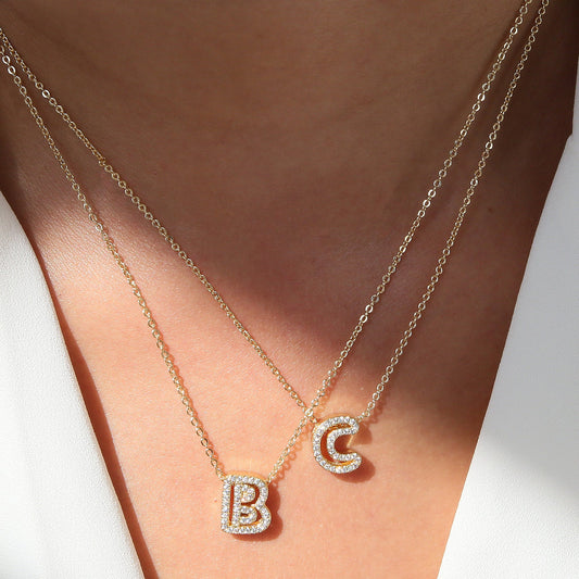 Gold-Plated A–Z English Letter Pendant Necklace