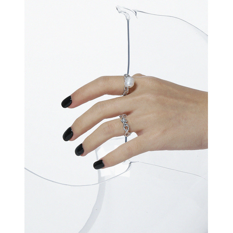 Office Oval Natural Pearl Irregular 925 Sterling Silver Adjustable Ring - Gold-Plated Silver Pearl Rings for women - Perfect Pearl Rings with Gift Wrapping Included