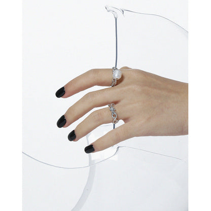 Office Oval Natural Pearl Irregular 925 Sterling Silver Adjustable Ring - Gold-Plated Silver Pearl Rings for women - Perfect Pearl Rings with Gift Wrapping Included