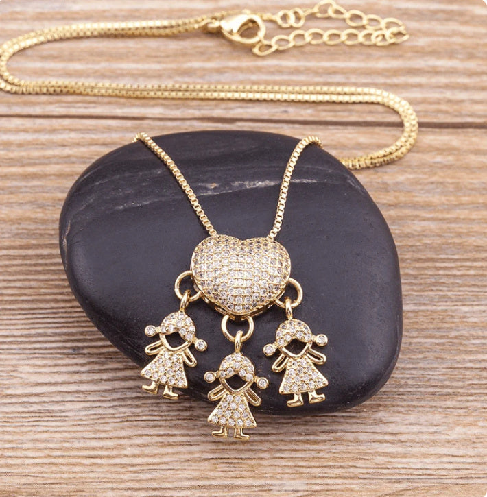 Son Daughter Heart Pendant Necklace
