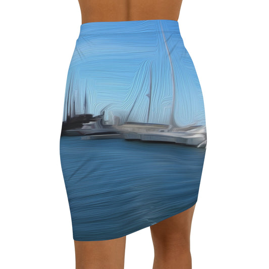 The Sleeping Yachts (at Morning) - Womens Pencil Skirt