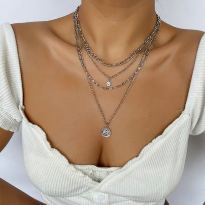 Multi-Layered Coin Chunky Gold Necklace