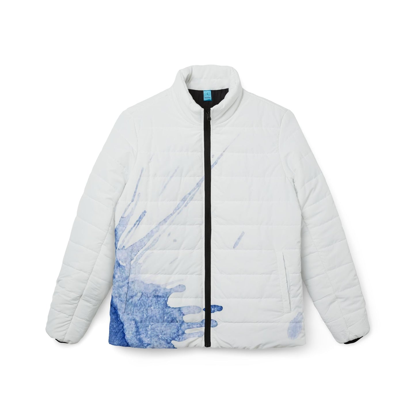 Watercolour Blue Splash - Womens Puffer Jacket