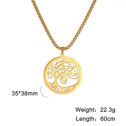 Hollow-out Bristle Tree Pendant Necklace