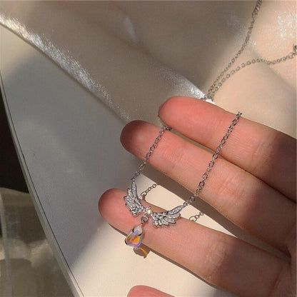 Angel Wings Moonstone Necklace for Women