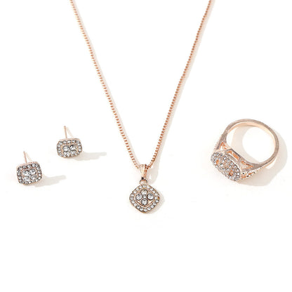 Ring, Stud Earrings, Necklace, 3Pc Set