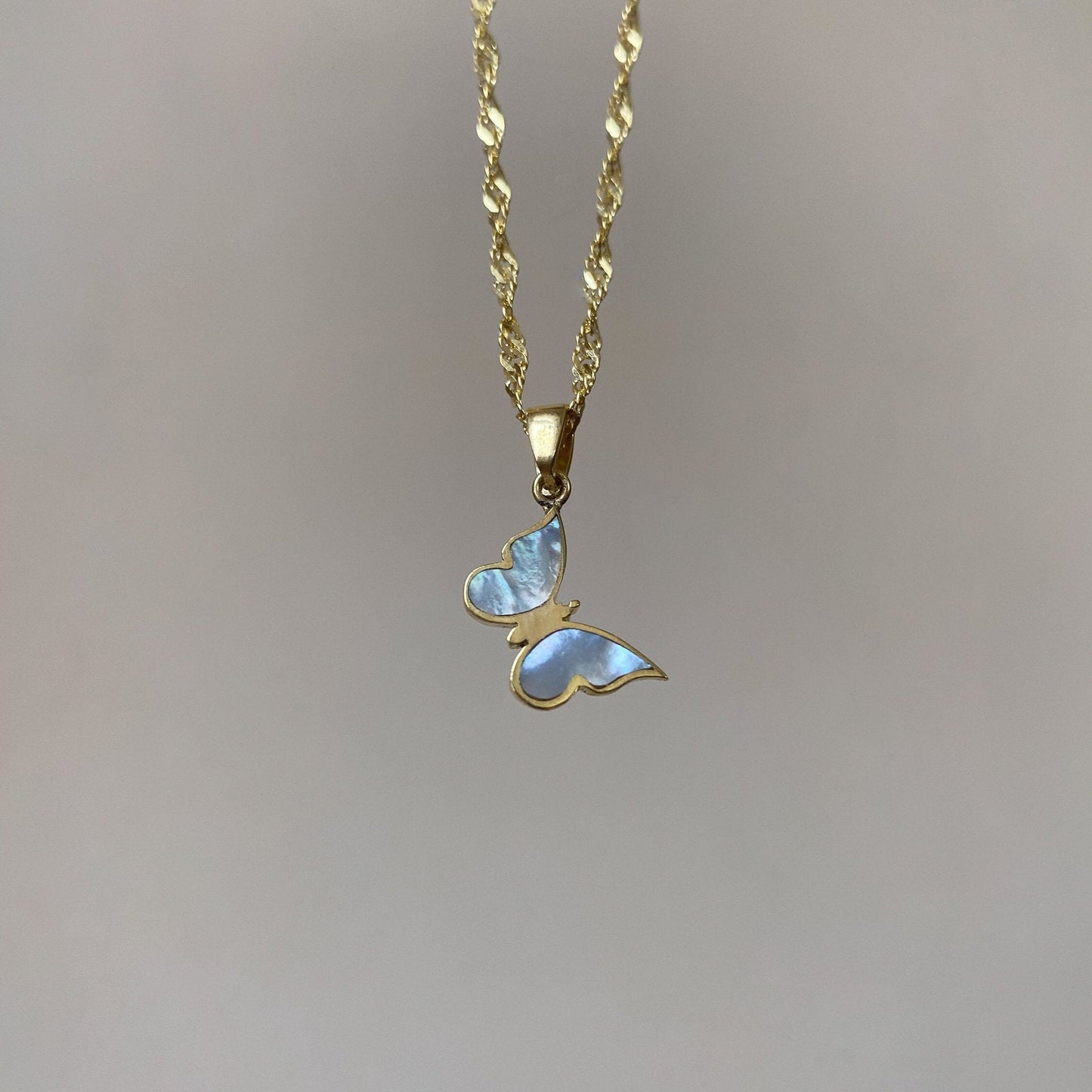 Gold & Blue Butterfly Necklace