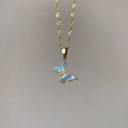 Gold & Blue Butterfly Necklace