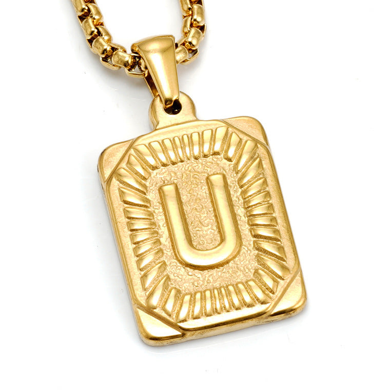 A-Z Alphabet Titanium Steel Letter Pendant Necklace
