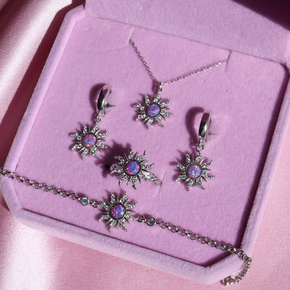 Vintage Multicolour Opal Pendant Necklace & Jewelry Set