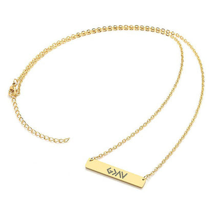 One Word Horizontal Bar Pendant Necklace